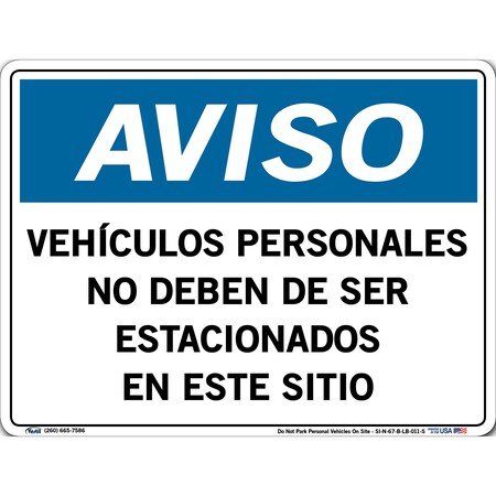 Vestil Vinyl Label Sign, 9-1/2" Height, 12-1/2" Width, Vinyl Label, Rectangle, Spanish SI-N-67-B-LB-011-S
